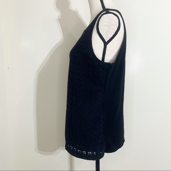 Lauren Ralph Lauren Black Eyelet Textured Tank - Picture 2 of 11